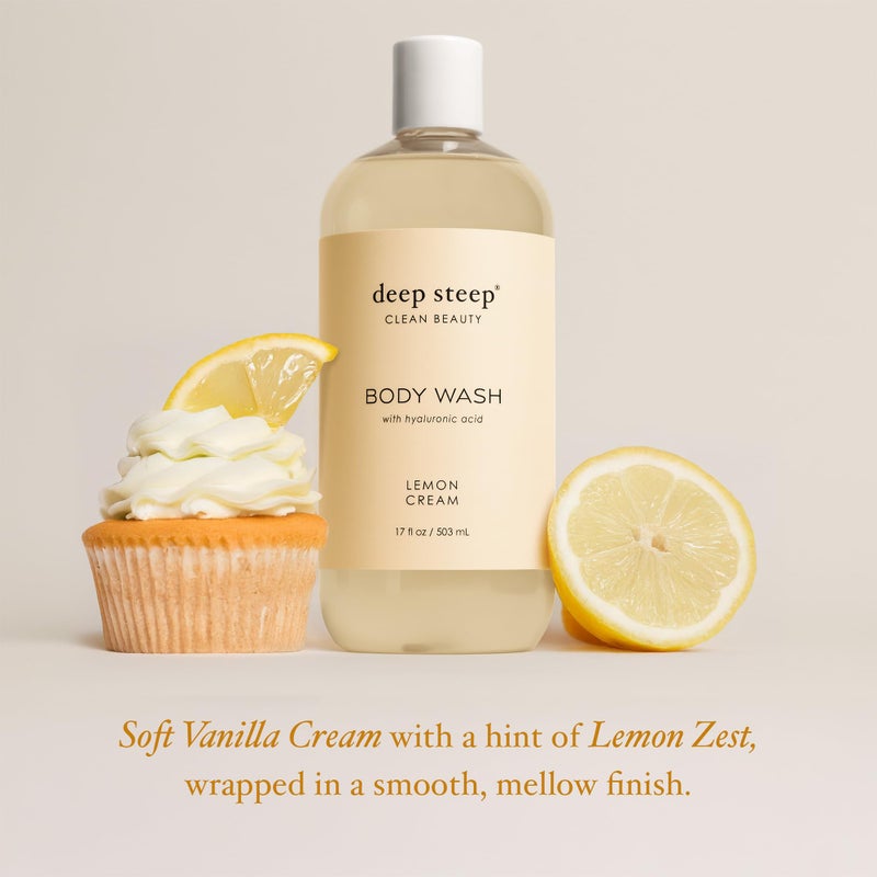 Deep Steep Body Wash, Lemon Cream, 17 oz â€“ Hydrating Shower Gel with Hyaluronic Acid, Shea Butter, Aloe Vera & Argan Oil â€“ Vegan, Clean Beauty, Clean & Refreshed Skin - Image 4