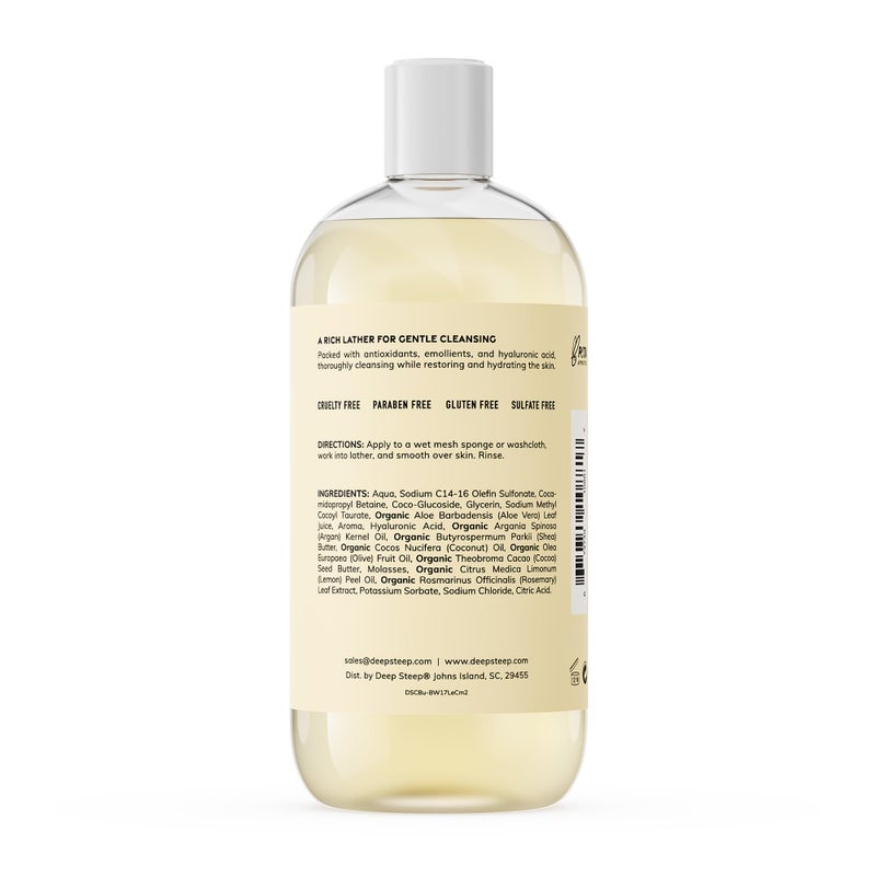 Deep Steep Body Wash, Lemon Cream, 17 oz â€“ Hydrating Shower Gel with Hyaluronic Acid, Shea Butter, Aloe Vera & Argan Oil â€“ Vegan, Clean Beauty, Clean & Refreshed Skin - Image 2