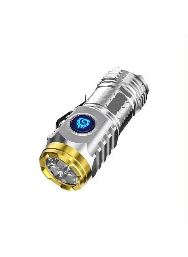 Silvery Super Bright Rechargeable Mini Flashlight Portable Strong Light - Image 1