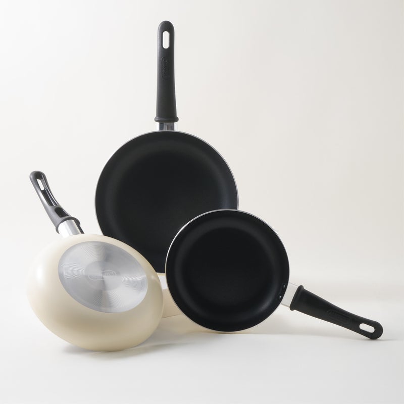 ألبرتو طقم مقالي ألومنيوم 3 قطع، كريمي - Image 1