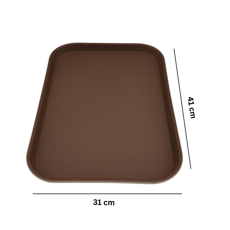 GURUBHAI EQUIPMENTS Gurubhai Equipments Fast Food Serving Tray | Durable Plastic Tray 31 x 41 cm for Restaurant, Canteen, Cafe, and Home Use | Non-Slip, Easy to Clean - Brown (Set of 1)  - Image 2