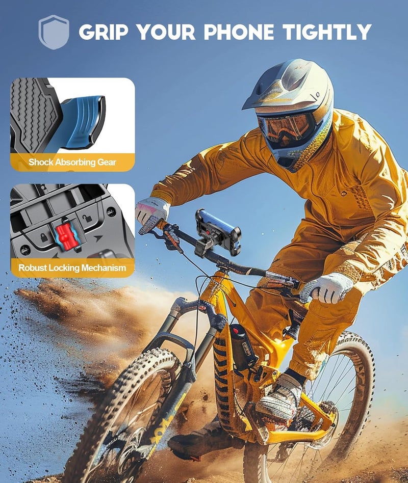 Viccux Motorcycle Phone Mount, Phone Holder [Heavy-Duty Clamp] & [All-Around Secure] for Bike Motorcycle Bicycle Scooter Handlebar, Cell Phone Clip Compatible with 4.7"-6.7" Phones - Image 4