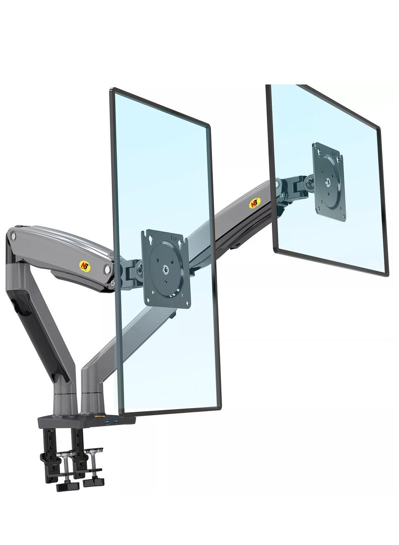 NB NORTH BAYOU North Bayou NB F160 Dual Monitor Mount for 17-27 Inch Screens, Height Adjustable Arm and Full Motion Gas Spring, Supports 75/100mm VESA Mount Holes with Load Capacity 4.4~100lbs (2-9kg) Per Monitor by North Bayou - Image 1