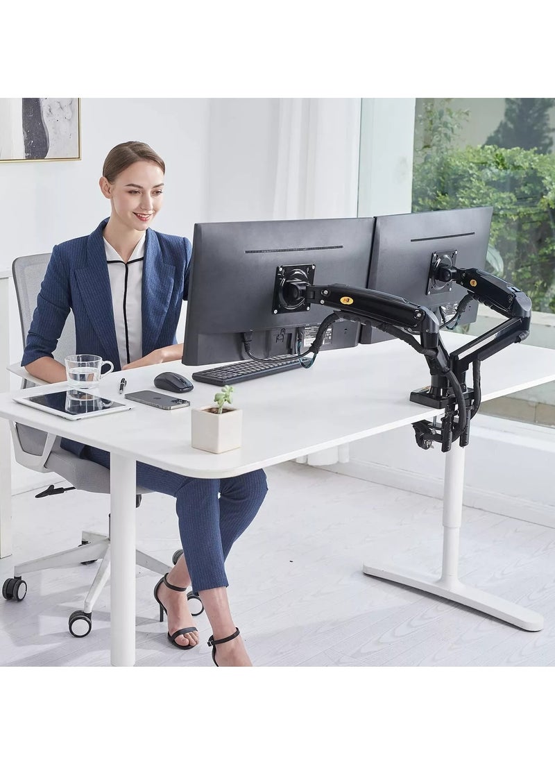 NB NORTH BAYOU North Bayou NB F160 Dual Monitor Mount for 17-27 Inch Screens, Height Adjustable Arm and Full Motion Gas Spring, Supports 75/100mm VESA Mount Holes with Load Capacity 4.4~100lbs (2-9kg) Per Monitor by North Bayou - Image 2