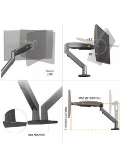 NB NORTH BAYOU North Bayou NB F160 Dual Monitor Mount for 17-27 Inch Screens, Height Adjustable Arm and Full Motion Gas Spring, Supports 75/100mm VESA Mount Holes with Load Capacity 4.4~100lbs (2-9kg) Per Monitor by North Bayou  - Image 3