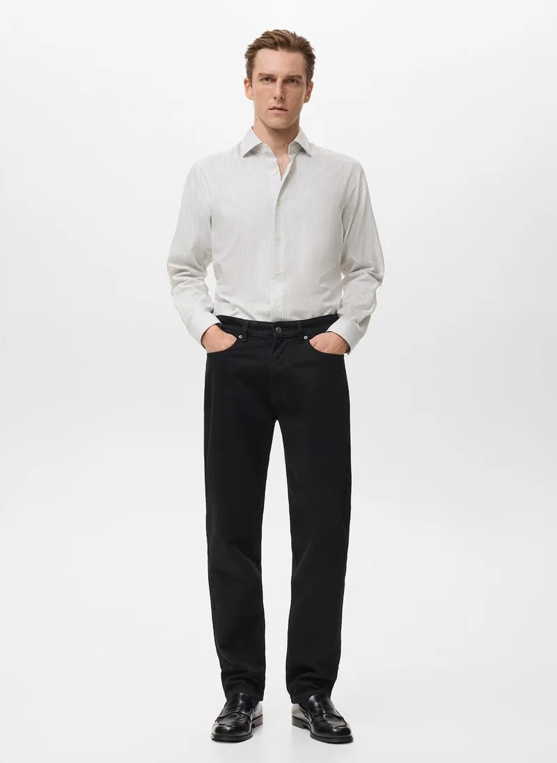 Mango Man  100% cotton slim-fit striped shirt for Men | Best Price UAE
