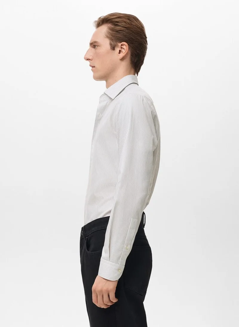 Mango Man  100% cotton slim-fit striped shirt for Men | Best Price UAE
