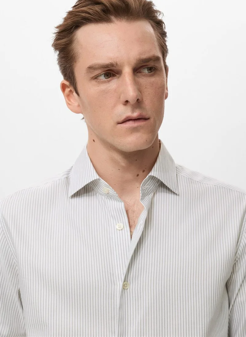 Mango Man  100% cotton slim-fit striped shirt for Men | Best Price UAE