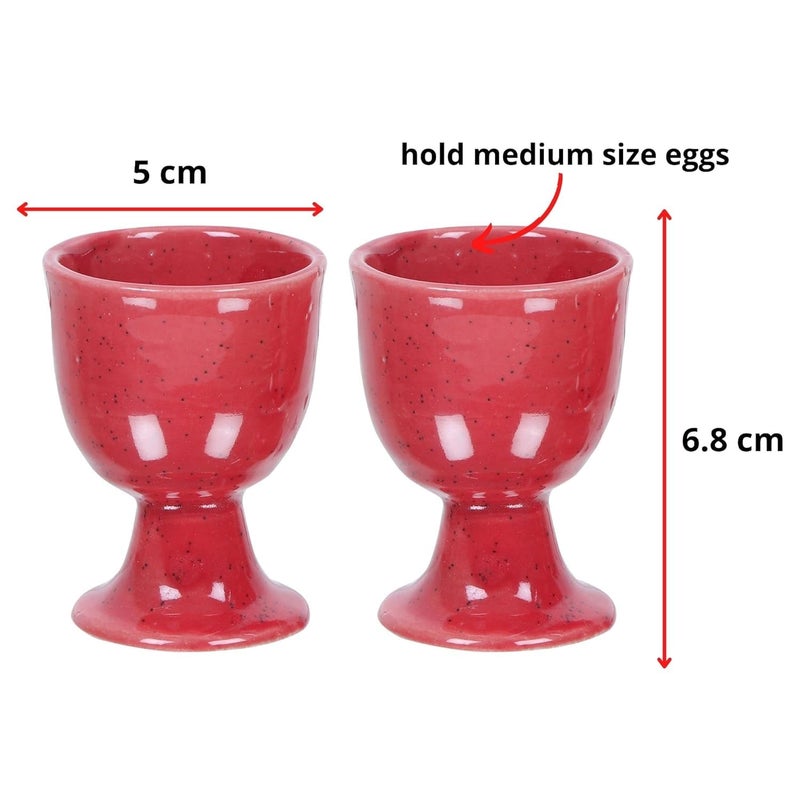 Qimacplus Elevate Your Breakfast Experience Soft Boiled Egg Holder Set Stylish Ceramic Egg Cups Perfect Housewarming Gift Set of 4 (Red Matt) - Image 5