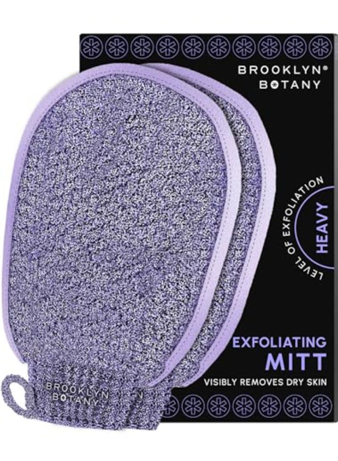 Brooklyn Botany Exfoliating Mitts for Bath and Shower Heavy Duty Exfoliating Body Scrubber for Massage and Dead Skin Remover for Body 2 Mitts - Image 1