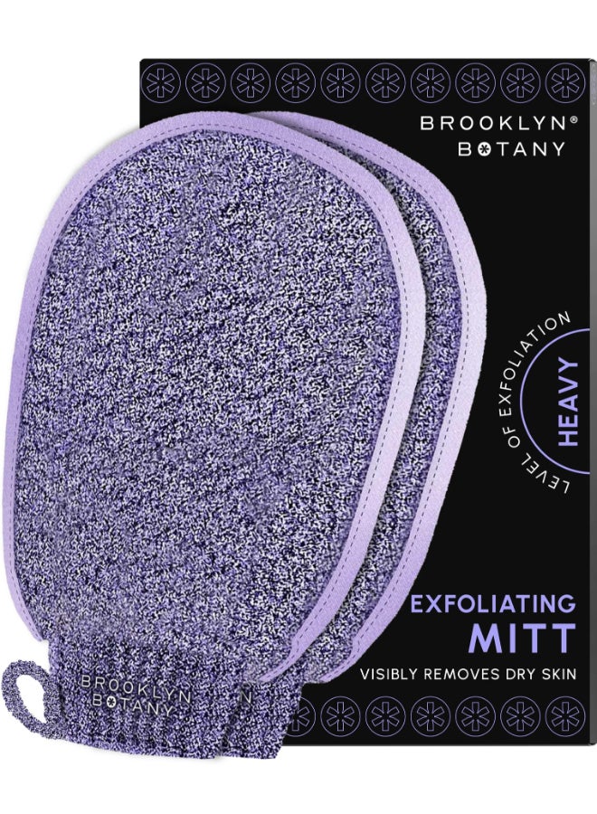 Brooklyn Botany Exfoliating Mitts for Bath and Shower Heavy Duty Exfoliating Body Scrubber for Massage and Dead Skin Remover for Body 2 Mitts - Image 2