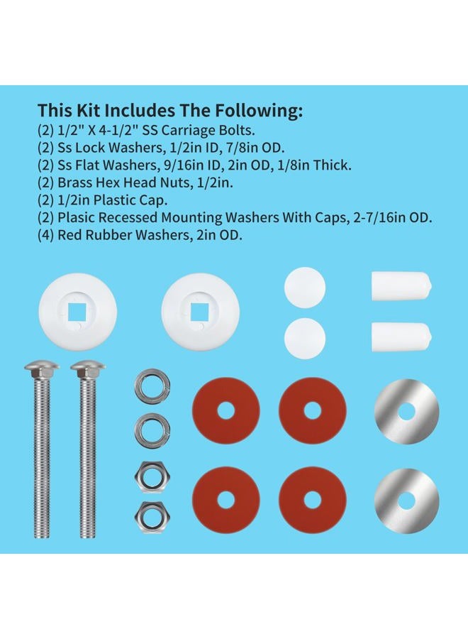 Vsttar DB-TB-M, 67-209-911-SS White Diving Board Mounting Kit Replacement for Inter-Fab Two Hole Residential Diving Boards with Bolts/Washers/Nuts etc - Image 3