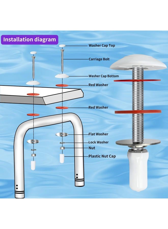 Vsttar DB-TB-M, 67-209-911-SS White Diving Board Mounting Kit Replacement for Inter-Fab Two Hole Residential Diving Boards with Bolts/Washers/Nuts etc - Image 4