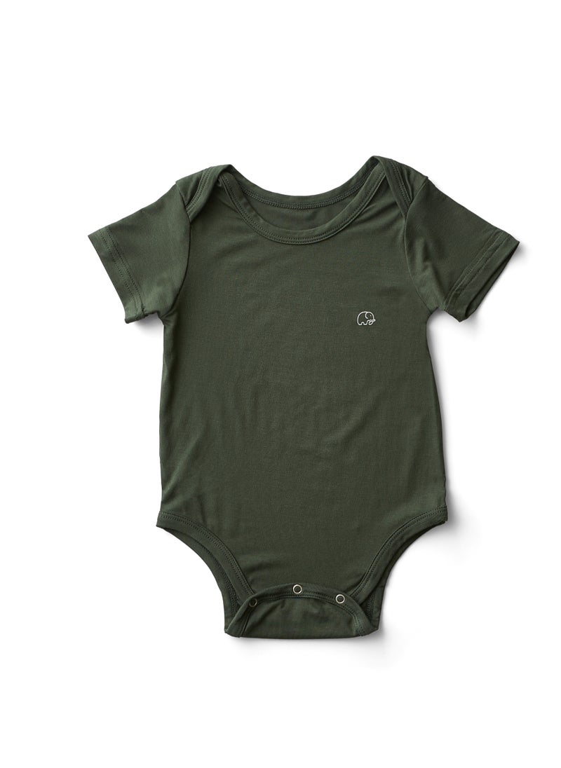 Anvi Baby Organic Bamboo Spandex Bodysuit- Dark Green 6 to 12 months  - Image 1