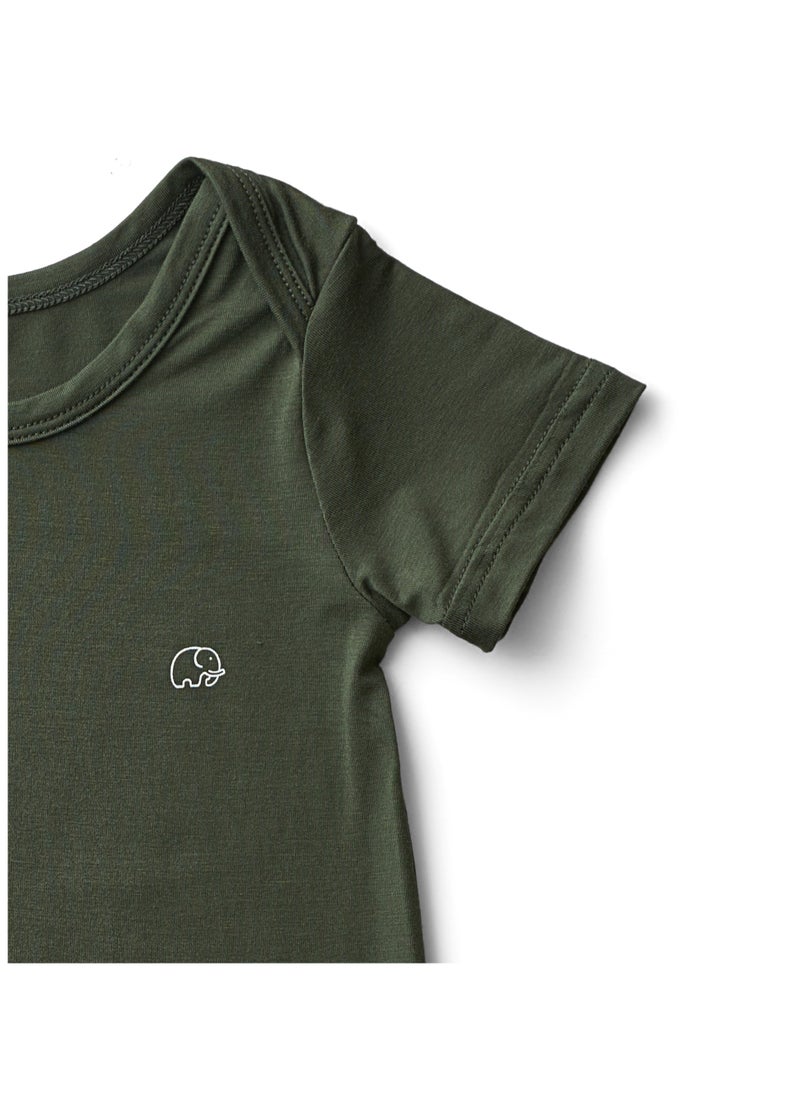 Anvi Baby Organic Bamboo Spandex Bodysuit- Dark Green 6 to 12 months  - Image 2