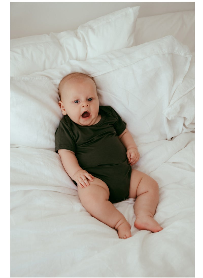Anvi Baby Organic Bamboo Spandex Bodysuit- Dark Green 6 to 12 months  - Image 3