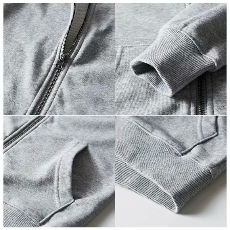Grey Zipper Sweatshirt Men'S All-Match Lazy Sports Basketball Jacket Hooded Autumn Thin Student Loose Large Size - Image 4