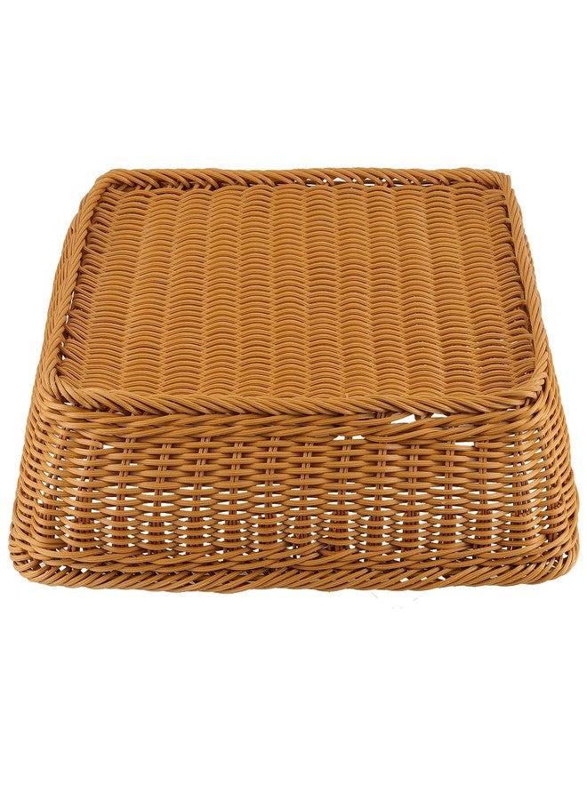 SHEUTSAN 3 Pack 15.7 x 11.8 Inch Poly Wicker Woven Bread Baskets, Rectangle Handmade Rattan Woven Pantry Organizer Storage Basket for Bread Vegetable Fruit Food, Brown - Image 5