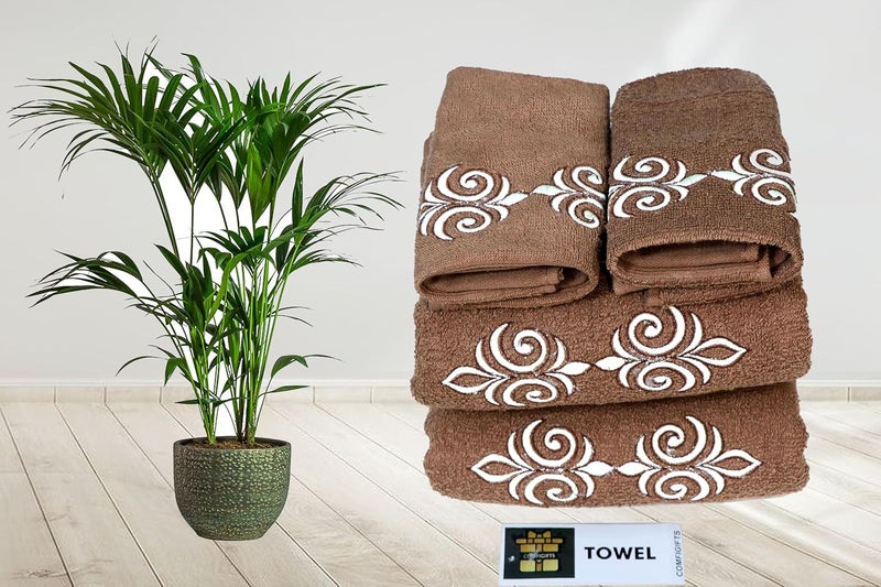 COMFIGIFTS 100% Cotton 4 Piece Towel Set | 2 Bath Towels & 2 Hand Towels | 370 GSM | Soft, Absorbent, Lightweight Towels with Computerized Embroidery - Image 2