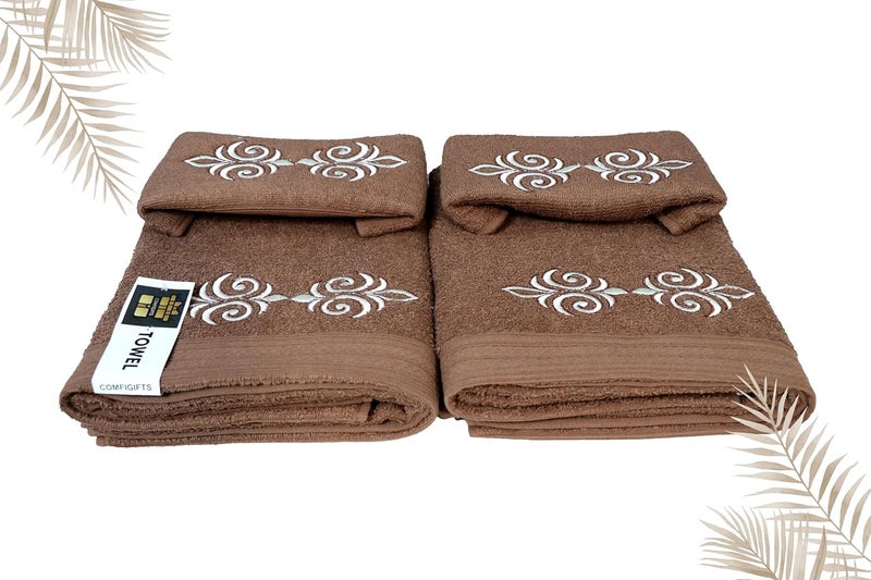 COMFIGIFTS 100% Cotton 4 Piece Towel Set | 2 Bath Towels & 2 Hand Towels | 370 GSM | Soft, Absorbent, Lightweight Towels with Computerized Embroidery - Image 3