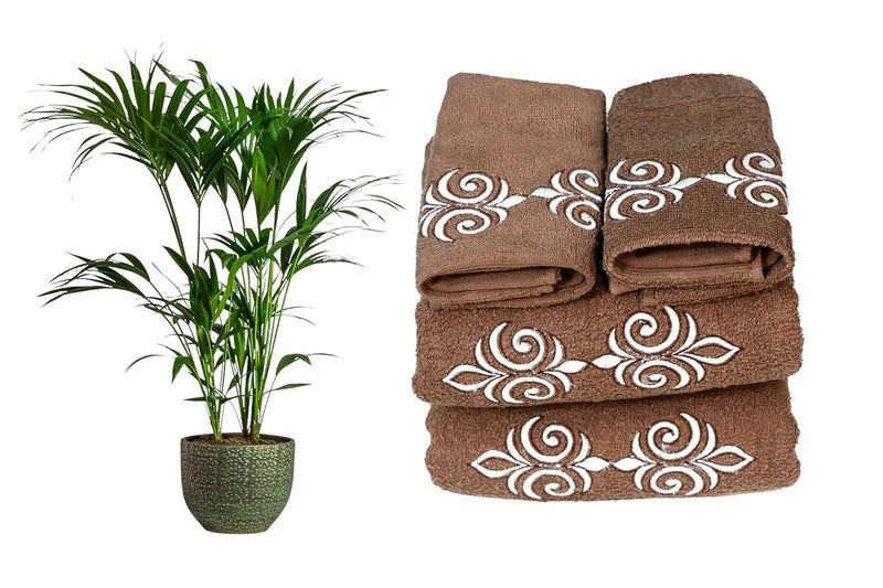 COMFIGIFTS 100% Cotton 4 Piece Towel Set | 2 Bath Towels & 2 Hand Towels | 370 GSM | Soft, Absorbent, Lightweight Towels with Computerized Embroidery - Image 1