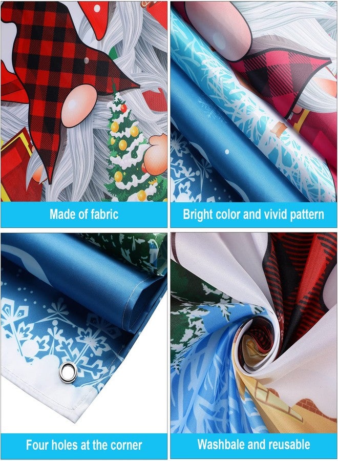Tiamon Christmas Gnome Door Cover Merry Christmas Front Door Decoration Winter Dwarf Hanging Banner Gnome Background Photo Booth Prop for Holiday Indoor Outdoor Party Supplies 70.9 x 35.4 Inches (Blue) - Image 3