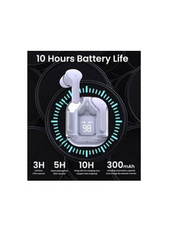 FARROBIZZ Wireless Earbuds, Bluetooth Headphones with Noise Cancellation, In-ear Earbuds, Translucent Earphones with Touch Control, Built-in Microphone, LED Digital Display and Charging Case | White  - Image 2