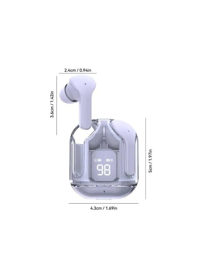FARROBIZZ - Wireless Earbuds, Bluetooth Headphones with Noise Cancellation, In-ear Earbuds, Translucent Earphones with Touch Control, Built-in Microphone, LED Digital Display and Charging Case | White - Image 1