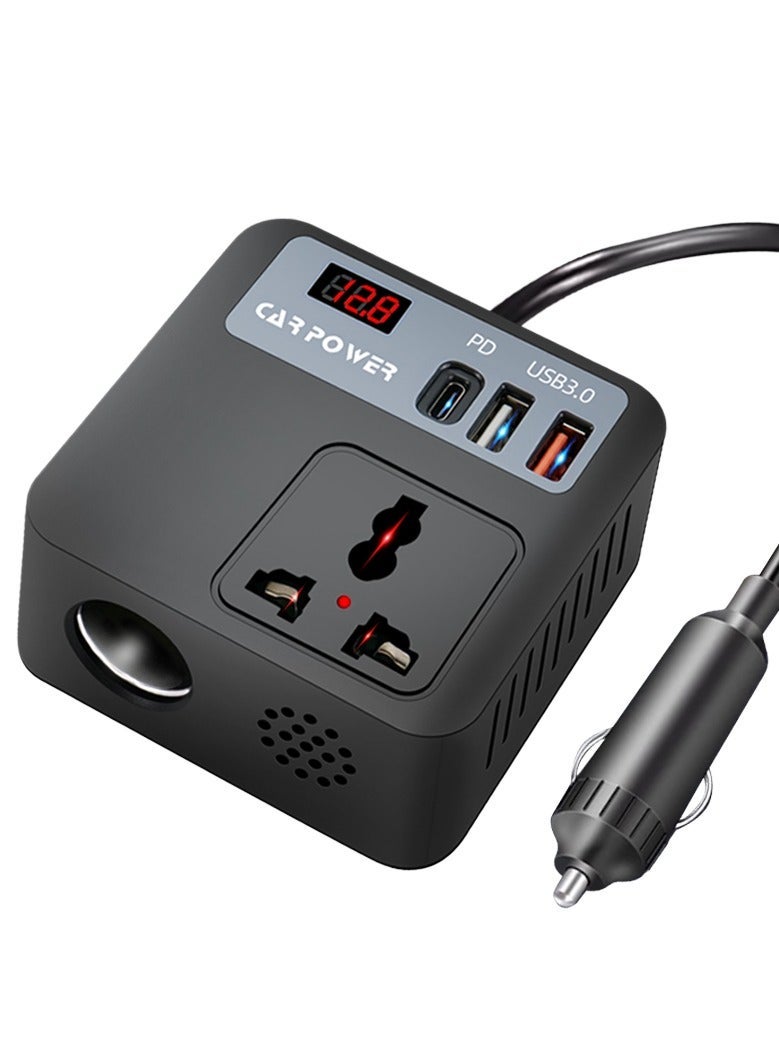 Denx 100W Car Power Inverter, DC Inverter, 3 USB Port Charger Adapter Car Plug Adapter with Switch and LED Current Display, Suitable for Car and Charger - Image 3