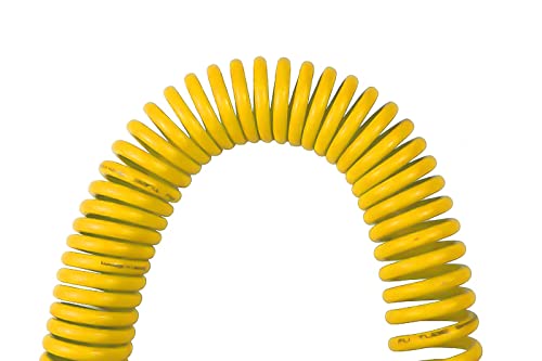 YOTOO Polyurethane Recoil Air Hose, Air Compressor Hose 1/4" Inner Diameter by 25' Long with Bend Restrictor, 1/4" Industrial Quick Coupler and Plug, Yellow - Image 3