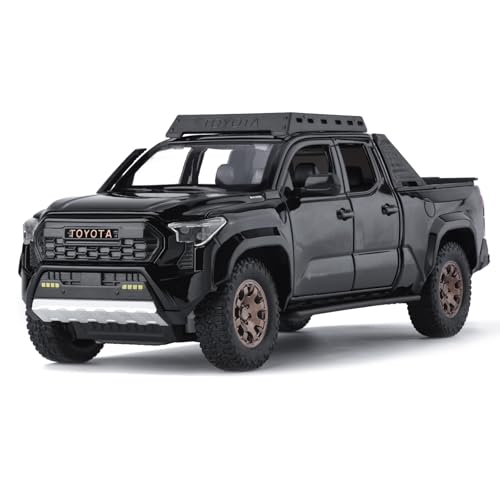 FRJV Toy Trucks for Boys 1 24 Diecast Cars Tacoma Toy TruckCollectible Metal Pickup Trucks Model Car KitsPull Back Tacoma Truck Toy with Lights and SoundsToy Trucks for Boys Age 47Black - Image 1