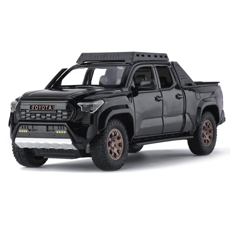 FRJV Toy Trucks for Boys 1 24 Diecast Cars Tacoma Toy TruckCollectible Metal Pickup Trucks Model Car KitsPull Back Tacoma Truck Toy with Lights and SoundsToy Trucks for Boys Age 47Black - Image 3