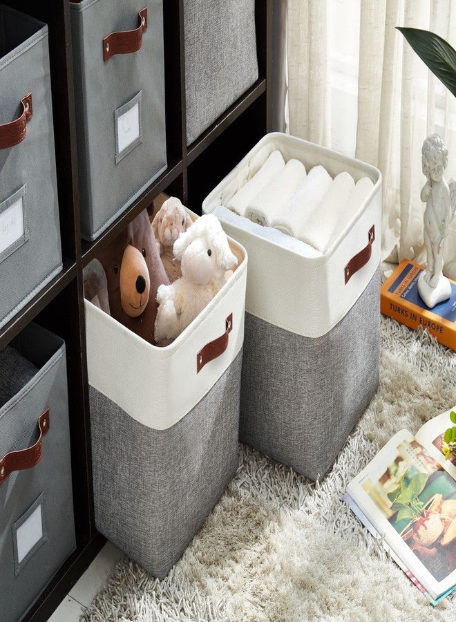 DECOMOMO 13 Inch Cube Storage Bins, Fabric Storage Cube, Basket for Kallax Shelves (Grey & White, 4 Pack) - Image 2