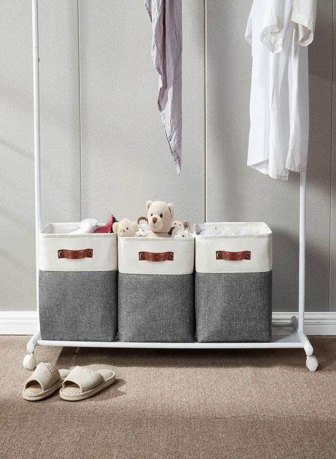 DECOMOMO 13 Inch Cube Storage Bins, Fabric Storage Cube, Basket for Kallax Shelves (Grey & White, 4 Pack) - Image 3