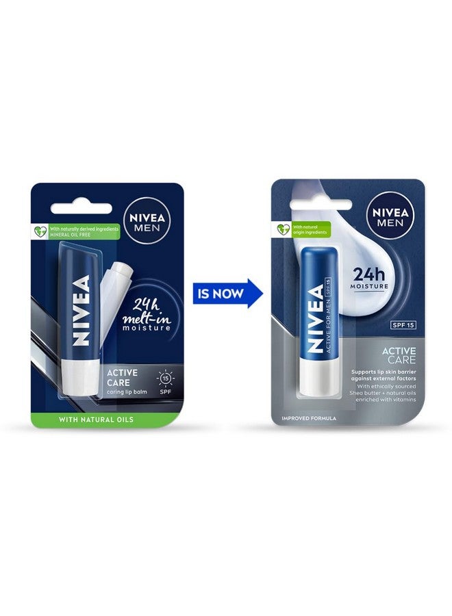 Nivea Men Active Care 4.8G Lip Balm24 H Melt In Moisture Formulanatural Oilsnourished Lips4.8 G (Pack Of 1) - Image 2