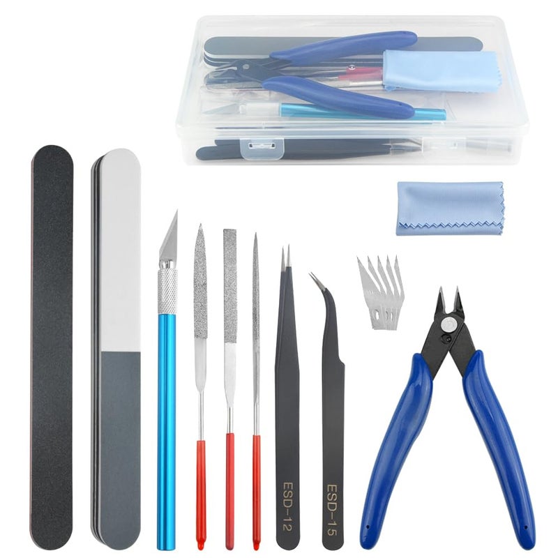 WMYCONGCONG WMYCONGCONG 15 PCS Compatible with Gundam Model Tools Kit Modeler Basic Tools Hobby Building Tools Kit for Buildings Cars Airplanes Model Assemble Building Repairing and Fixing  - Image 1