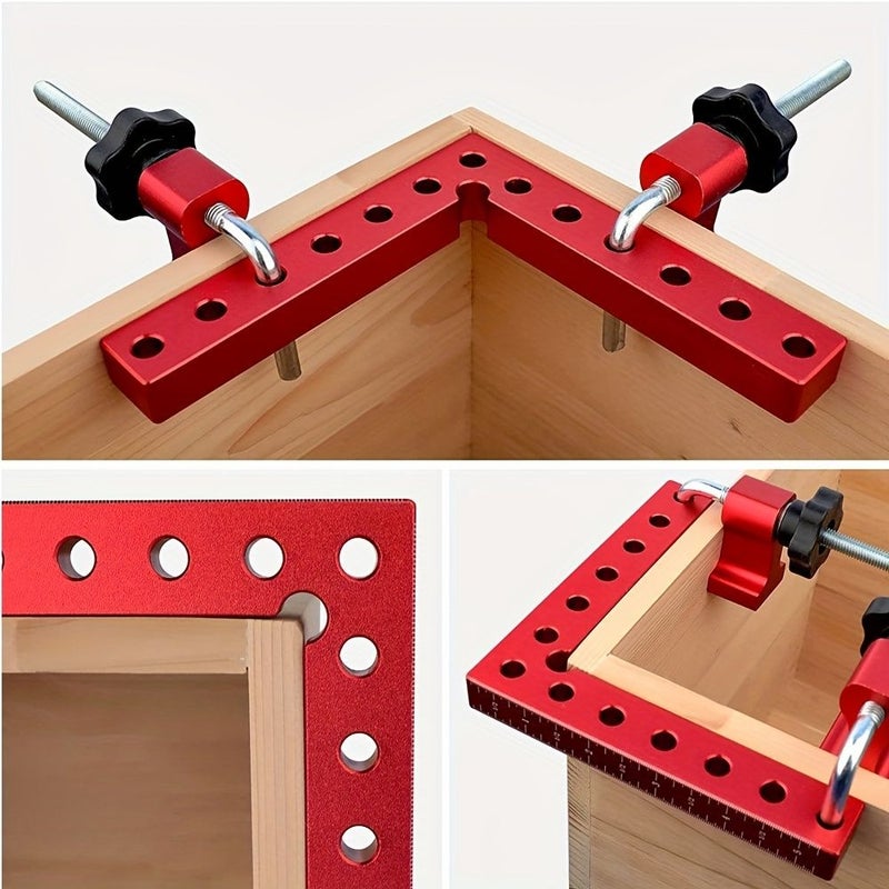 Red 90 Degree Positioning Angle Ruler Clamp Set For Woodworking - Image 5