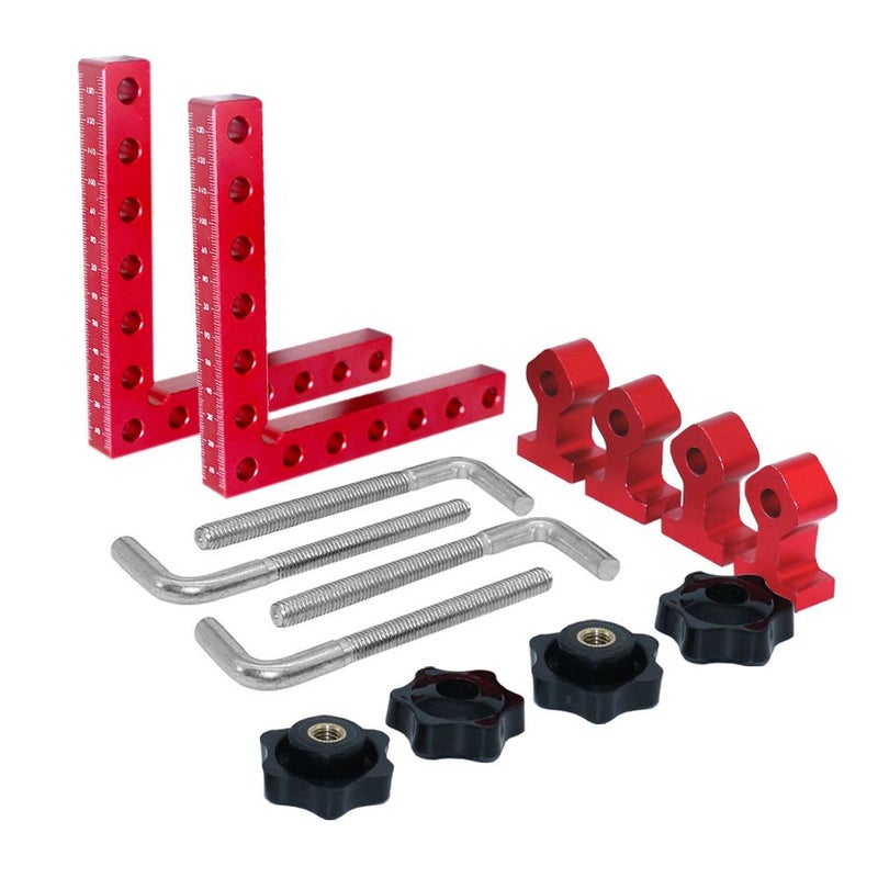 Red 90 Degree Positioning Angle Ruler Clamp Set For Woodworking - Image 1