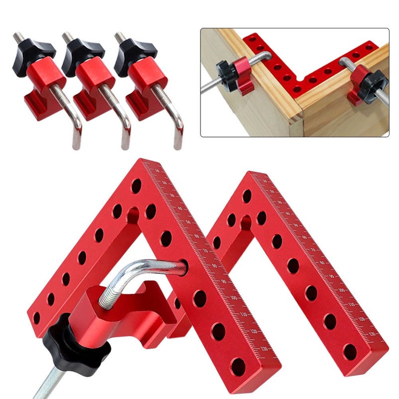 Red 90 Degree Positioning Angle Ruler Clamp Set For Woodworking - Image 2
