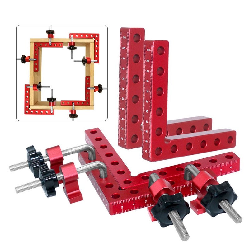 Red 90 Degree Positioning Angle Ruler Clamp Set For Woodworking - Image 3