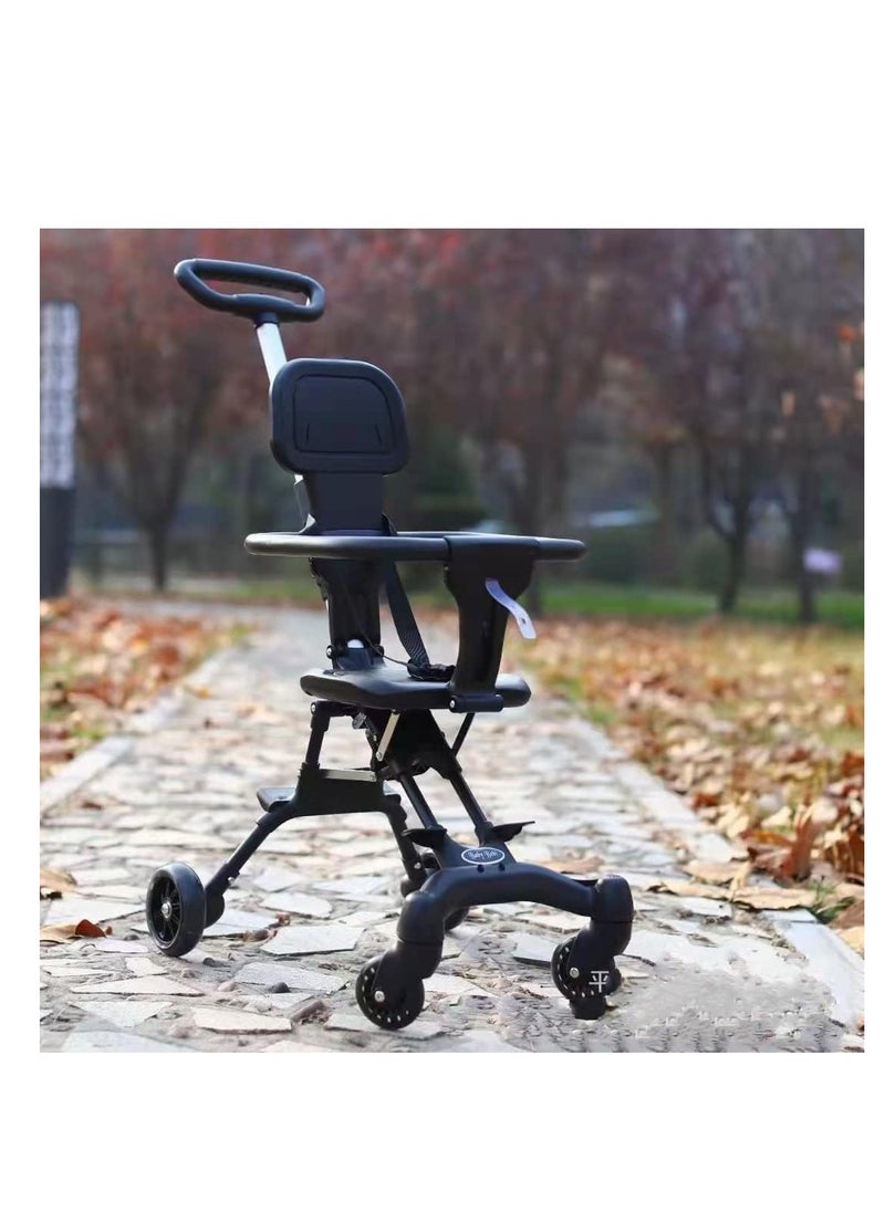 Generic Baby Stroller Foldable Four-wheeled Child Stroller Lightly and easly Foldable Child Stroller Suitable For 1 To 5 Years Old High Landscape Auxiliary Baby Artifact Grey Color  - Image 4