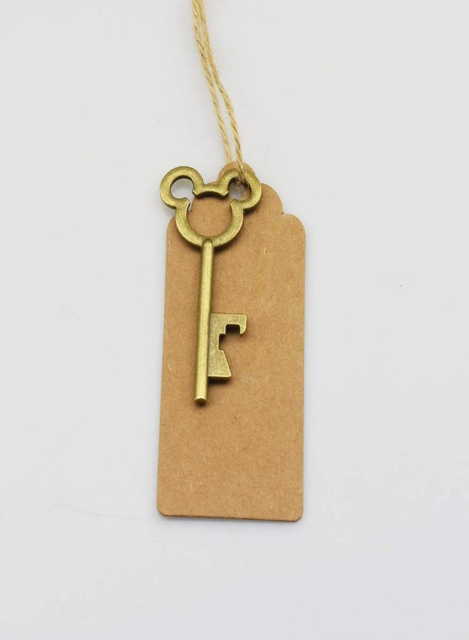 زونور مجموعة XONOR المكونة من 50 قطعة من فتاحات زجاجات على شكل مفاتيح هيكلية عتيقة مع 50 قطعة من بطاقات المرافقة وخيط لتوزيعات حفلات الزفاف والديكور الريفي (برونز) - Image 4