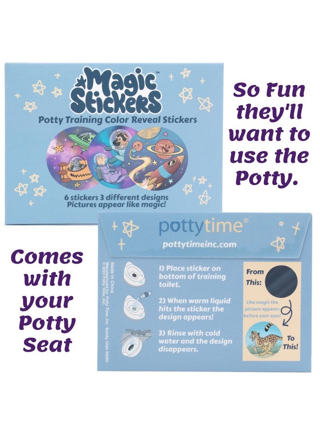 Potty Time New | Potty Training Seat by Potty Watch Inventor - Easy & Fun Toilet Seat with Interactive 6 Reusable Color Changing Magic Stickers - Easy to Peel Stickers for Kids - (Potty Seat, Space) - Image 2