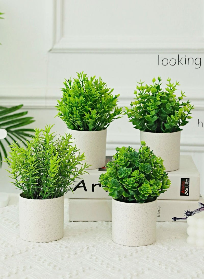 أوليس فيرس  مجموعة من 4 نباتات مزروعة اصطناعية صغيرة لديكور المكتب والمنزل والمكتب - Image 1