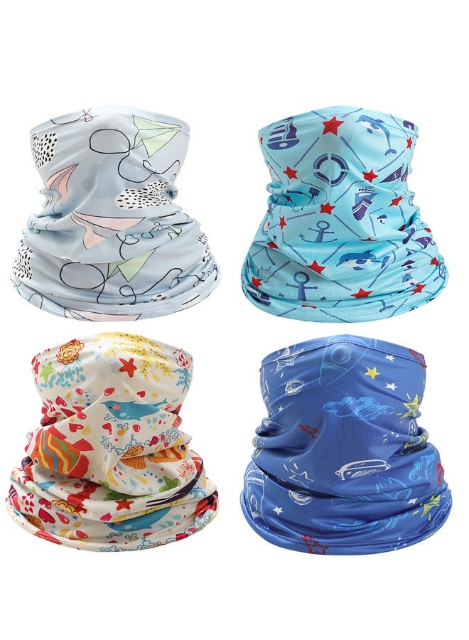GUSGU 4PCS Neck Gaiter Face Mask Cover Scarf Cool Lightweight Breathable Dust UV Sun Protection Windproof Bandana Balaclava for 4-8 Years Boys Girls - Image 1