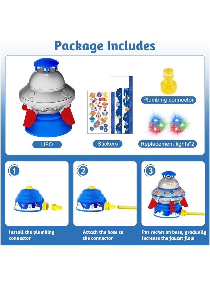 خاجول رشاش مياه للأطفال، صاروخ مياه UFO مع ضوء للأطفال، لعبة رشاش مياه للأطفال في الهواء الطلق في الصيف للعب في الفناء الخلفي وحمام السباحة والحديقة وهدية عيد ميلاد للأولاد والبنات من سن 3 إلى 12 عامًا - Image 5