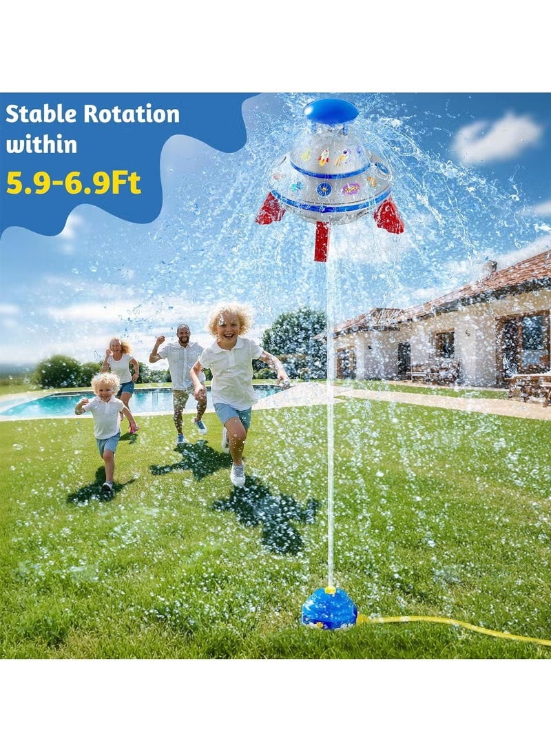 خاجول رشاش مياه للأطفال، صاروخ مياه UFO مع ضوء للأطفال، لعبة رشاش مياه للأطفال في الهواء الطلق في الصيف للعب في الفناء الخلفي وحمام السباحة والحديقة وهدية عيد ميلاد للأولاد والبنات من سن 3 إلى 12 عامًا - Image 2