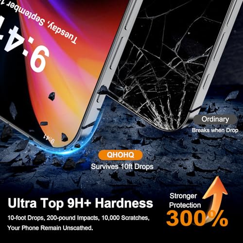 QHOHQ for iPhone 16 Pro Max Privacy Screen Protector + Camera Lens Protector, [Military Grade Shatterproof], Top 9H+ Anti Spy Glass, Full Edge Coverage, Ultra Durable,with Installation Tool [3+3 Pack] - Image 4