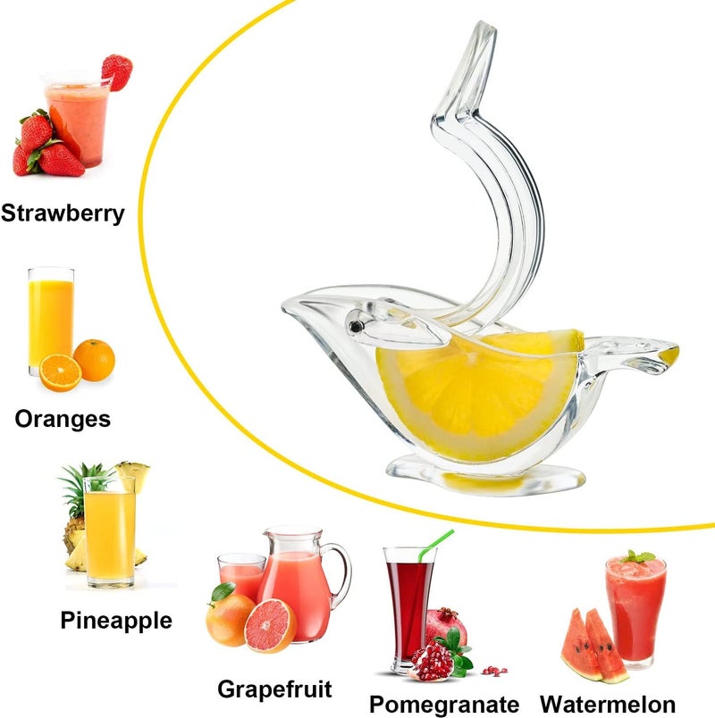 HUNGYAN Acrylic Manual Lemon Juicer Bird Lemon Squeezer Portable Transparent Fruit Juicer Hand Juicer for Orange Lemon Lime Pomegranate Home Kitchen Gadgets Clear Pack of 2 - Image 4