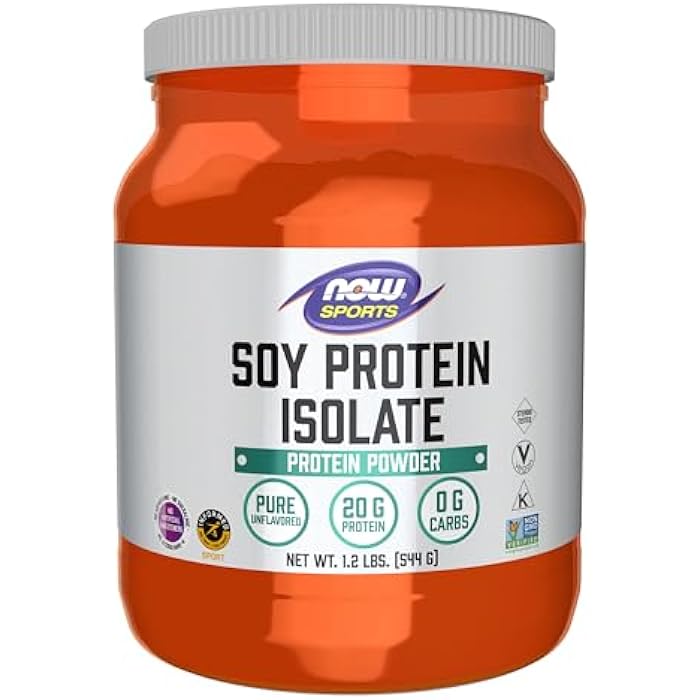 now Sports Nutrition, Soy Protein Isolate 20 G, 0 Carbs, Unflavored Powder, 1.2-Pound - Image 1